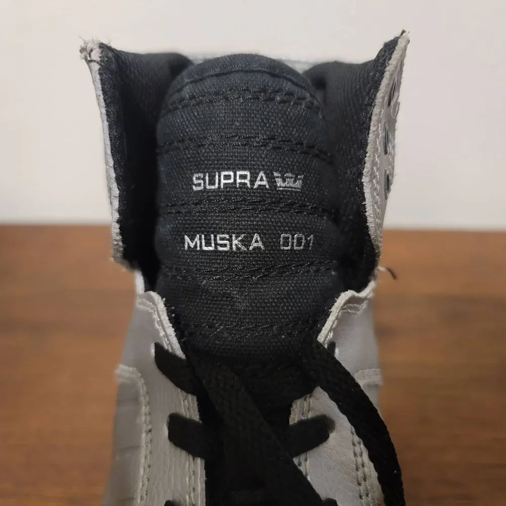 Supra Muska 001 Silver High Top Skate Shoe Sz 4